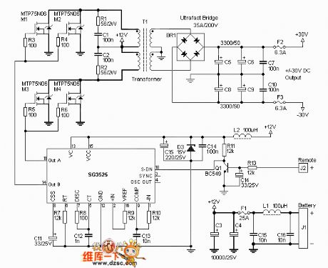 12V 30W---50W Subwoofer circuit diagram