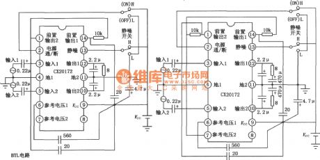 CX20172 Two-track audio power amplifier circuit diagram