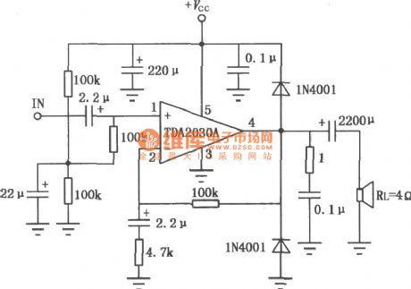 TDA2030A Audio power amplifier circuit diagram