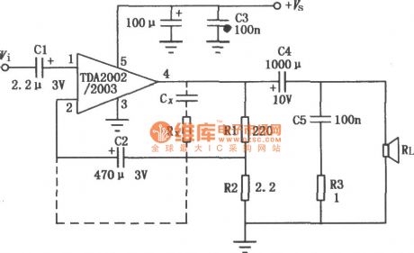 TDA2002, TDA2003 8W Audio power amplifier circuit diagram