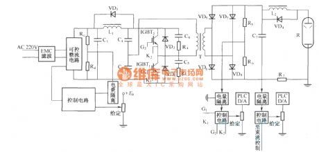 Main schematic circuit diagram of high-voltage power supply