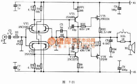 2SK134/J49 Power amplifier circuit diagram