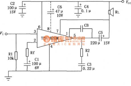 TBA820M 2W Audio power amplifier circuit diagram