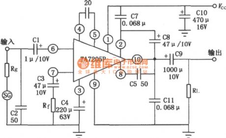 TA7205P 5.8W Audio power amplifier circuit diagram