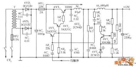 Based on a pulse regulating neon type switching regulated power supply circuit diagram