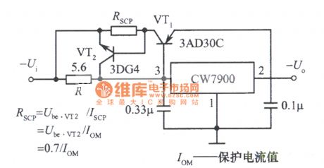 large-current integrated voltage regulator circuit with external current amplifier tube protection