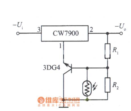 Light control integrated voltage regulator (the output voltage decreases when light on) circuit diagram