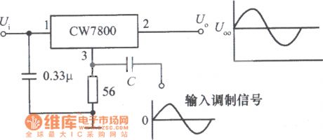 Power modulator constituted by integrated voltage regulator CW7800 circuit
