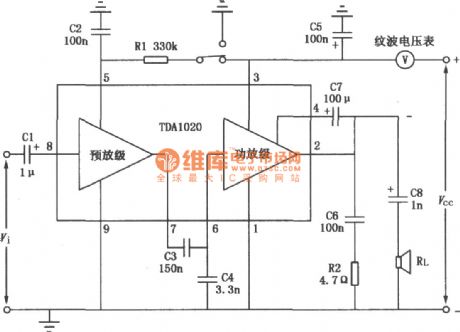 TDA1020 12W Audio power amplifier circuit diagram