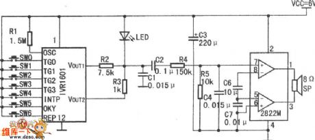 HY8000A external small power audio amplifier circuit circuit