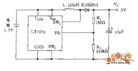 Boost circuit diagram composed of LT1073
