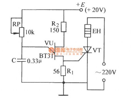 Single junction transistor directly trigger thyristor circuit