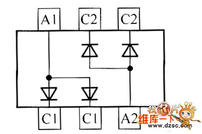 The internal circuit diagram of crystal diode MMBD4448HADW