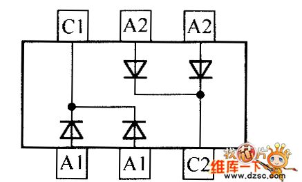 The internal circuit diagram of crystal diode MMBD4448HCDW