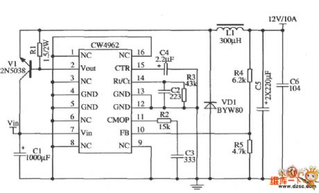 Extended output current circuit diagram with CW4962/CW4960