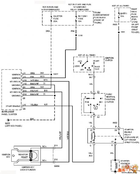 The circuit diagram of key to Cadillac car