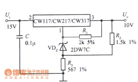 +10 V integrated voltage regulator circuit with high precision and high stability