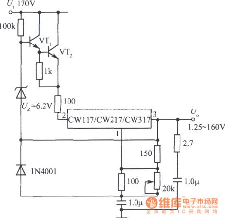 1.25 ~ 160V adjustable integrated voltage regulator circuit