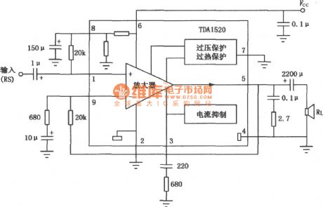 TDA1520 20W audio power amplifier circuit diagram