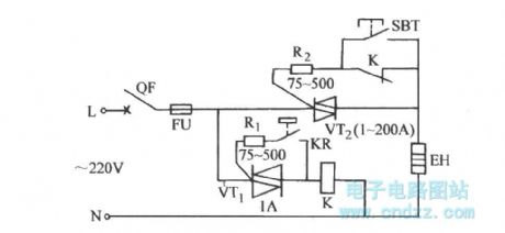 Bi-directional thyristor electricity contact temperature control circuit