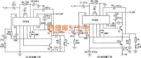 OCL and OTL amplifier circuit diagram connected by SF404