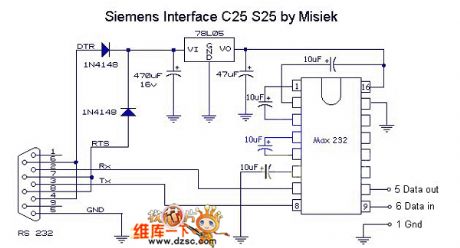 MCU and RS232 serial interface wiring diagram circuit