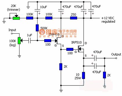 An excellent performance JFET-MOSFET headphone amplifier circuit diagram