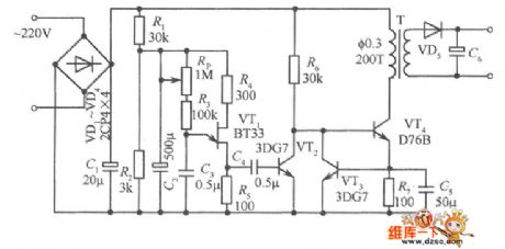 Separate excitation switching power supply circuit diagram using free-running multivibrator as pulse generator