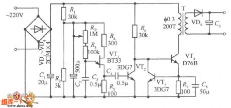 Separately excited switching power supply circuit diagram used single-junction transistor as pulse generator