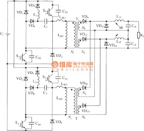 Transistor forward configuration converter circuit topological graph