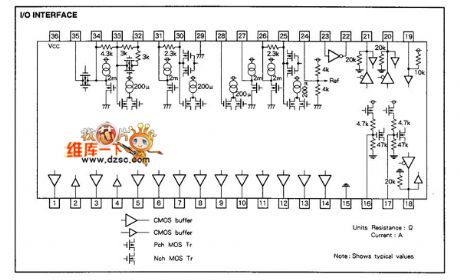 M50195 Digital echo delayed application interface circuit diagram