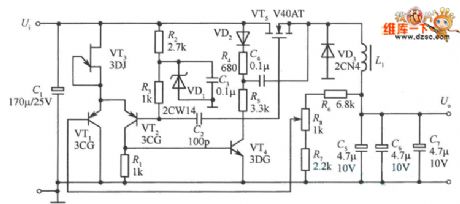 Regulated power supply circuit diagram used VMOS as switching element