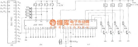Four channel remote circuit diagram composed of ZHF-9901 and ZHJ-9902