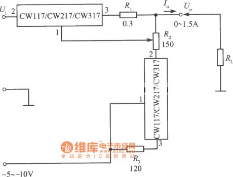Constant current source circuit with output current adjusting from zero consisting of CW117