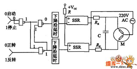 Single-phase AC motor reversible interface and drive circuit diagram controled by computer