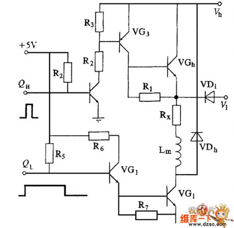 Power transistor high and low voltage drive circuit diagram