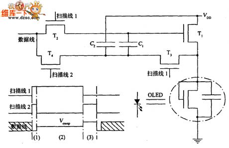 Voltage control drive circuit diagram with subthreshold current compensation and threshold voltage changing