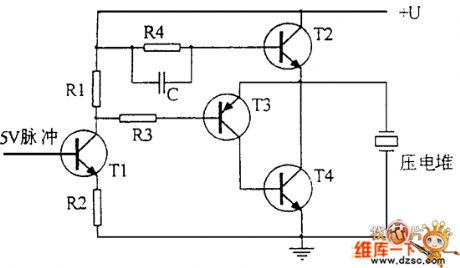 Push-pull structure piezoelectric stack driver circuit diagram