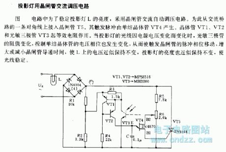 Projector lamps thyristor AC regulating voltage circuit