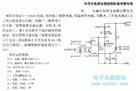 Photoelectric coupler control thyristor circuit