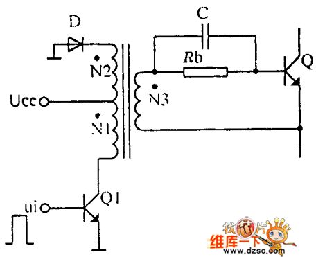 Cut-off reverse bias drive circuit diagram of unipolar pulse transformer