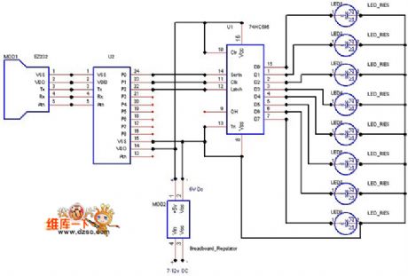 LED display circuit diagram driving by 74HC595