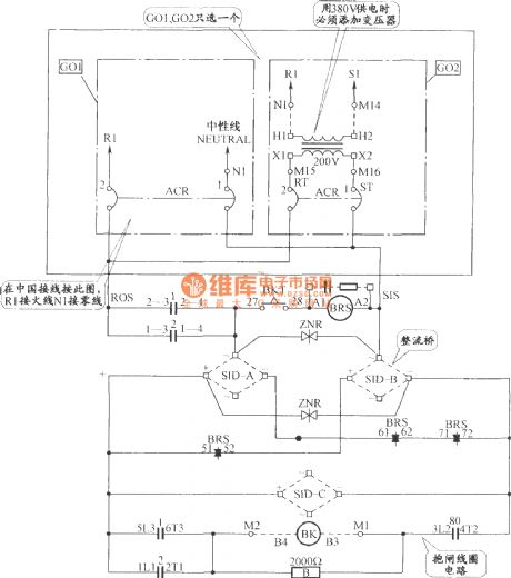 Mitsubishi escalator power supply control and brake circuit