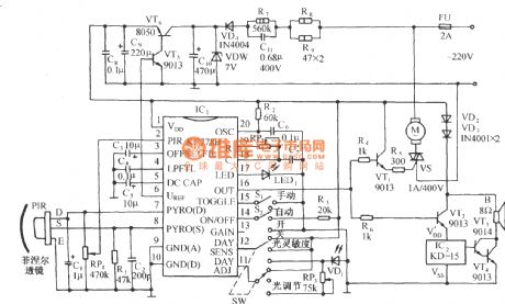 Infrared sensing automatic door control circuit diagram with KC778B