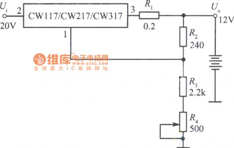 12V constant voltage charger composed of CW117 circuit