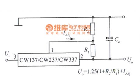 Integrated voltage regulator CW137 standard application circuit