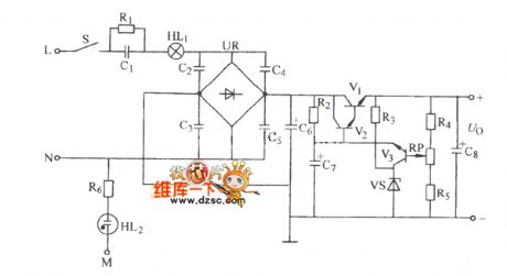 Regulator circuit diagram using capacitor as transformer