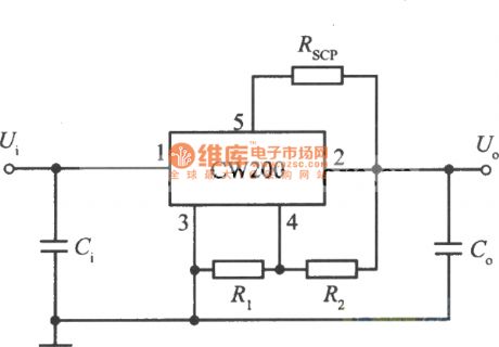 5 terminal adjustable integrated voltage regulator CW200 standard application circuit