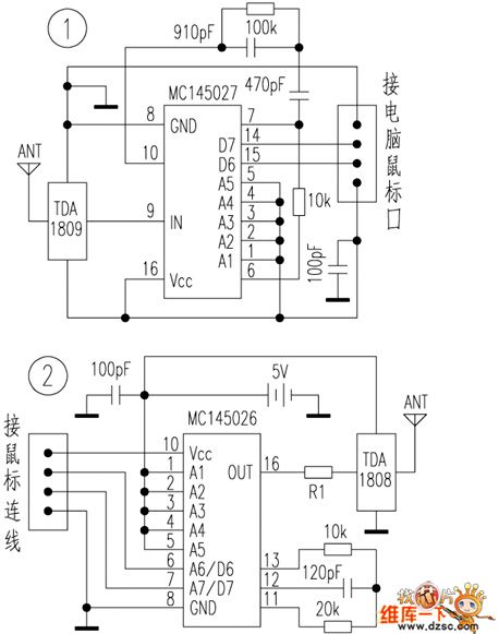 Wireless mouse circuit
