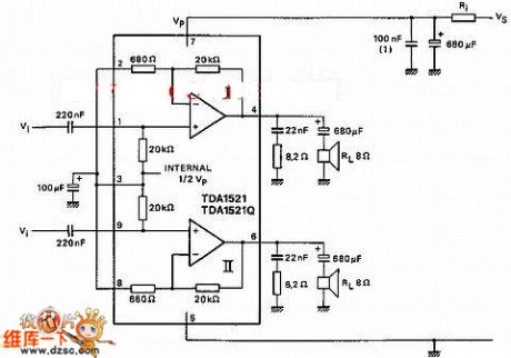 tda1521 Single power amplifier circuit diagram